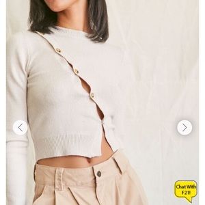 Beige asymmetrical sweater cardigan